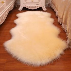 New Carpet Plush Soft Sheepskin Bedroom Carpet Imitation Wool Pad Long Hair Bedside Mat Sofa Cushion Rugs Living Room Fur Carpet (Color: PD1008, size: 60x200cm)